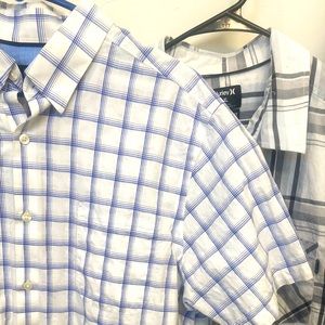 2 short sleeve button down plaid shirts Hurley/Hart S Marx size XL